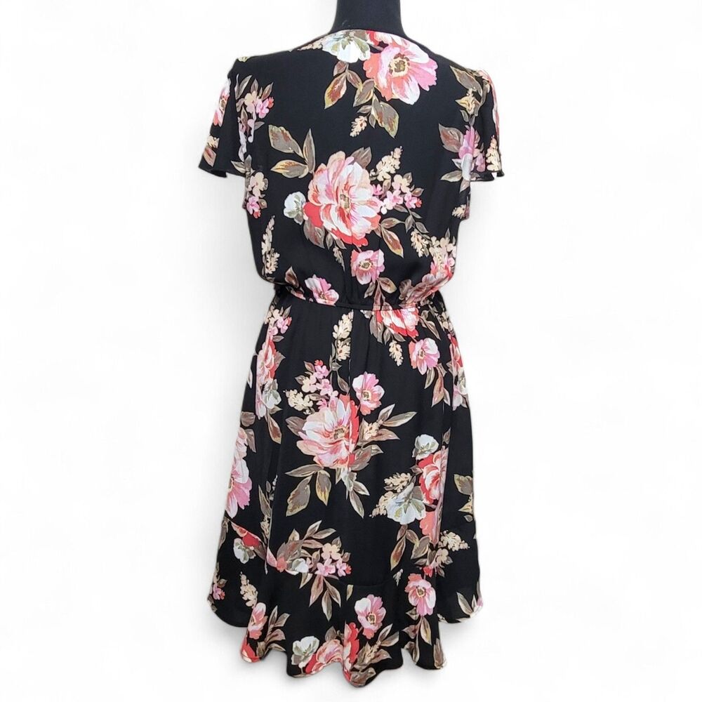 Xhilaration Mini Dress Juniors Medium Black Pink Floral Romantic Fairy Summer - Picture 2 of 8